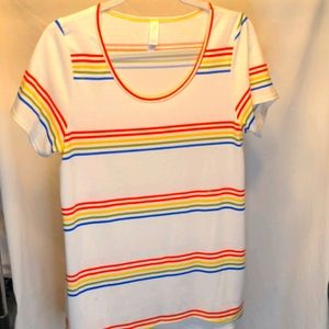 LLR Classic Tee, Rainbow stripe, size Medium